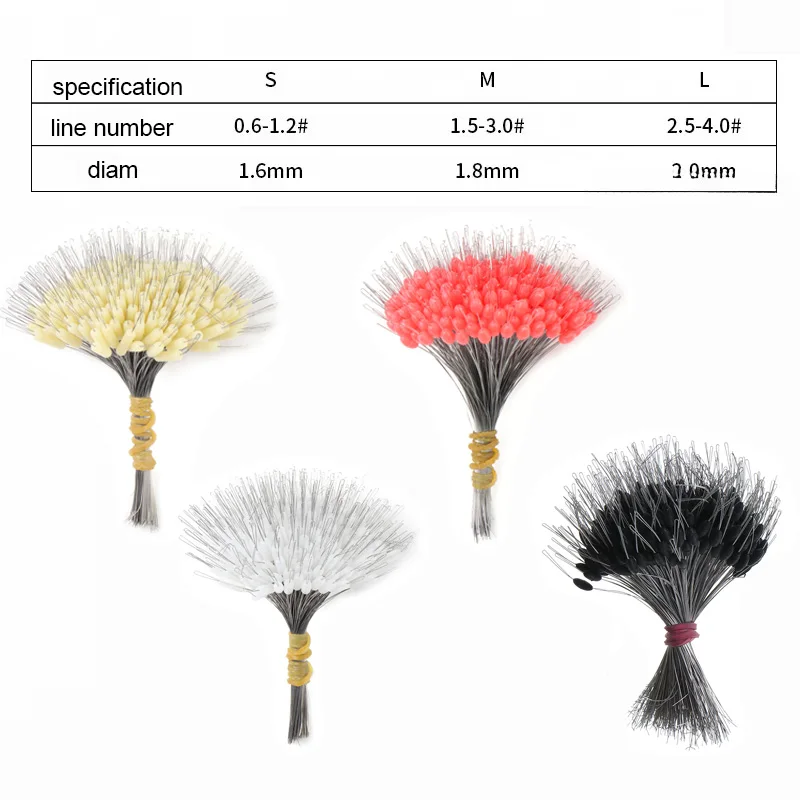 실리콘 스페이스 빈 타원형 스토퍼 보버, 전문 낚시 플로트 저항, 가닥 방지 낚싯줄, 낚시 기어, 300 개