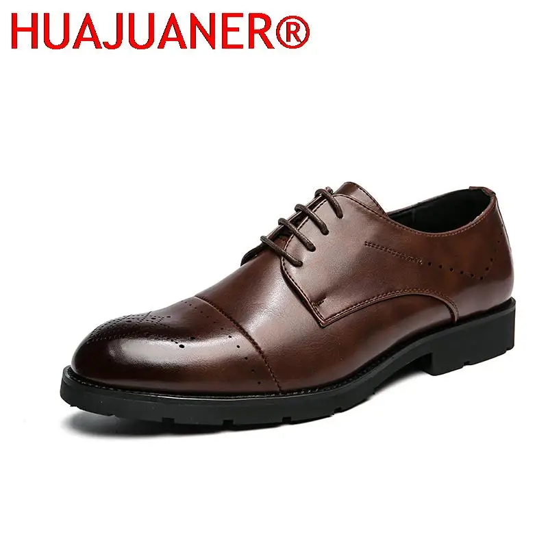 

Mens Brogue Shoes Leather Shoes Men Casual Lace Up Low Heel Platform Shoes Classic Fashion Oxford Shoes Man Big Size 38-47