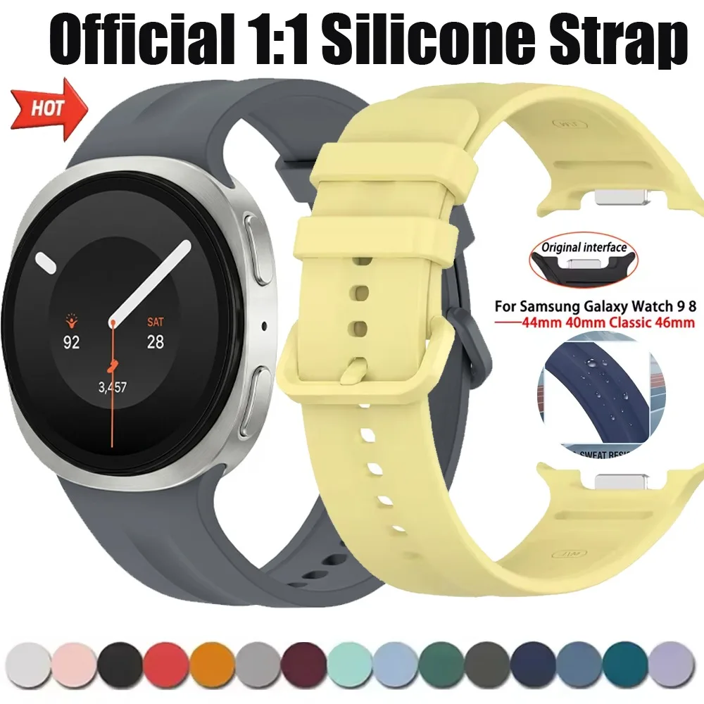 Offizielles 1:1 Silikonarmband für Samsung Galaxy Watch 9/8 40/44mm Armband für Galaxy Watch 8 Classic 46mm Komfortabel