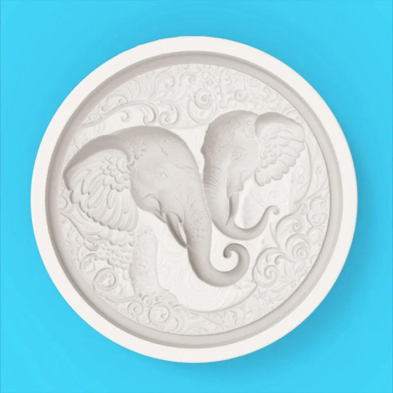 【Vintage Winged Elephant Silicone Baking Mold】Carved Elephant Shape Chocolate Candy Fondant Decoration Mold - view 4