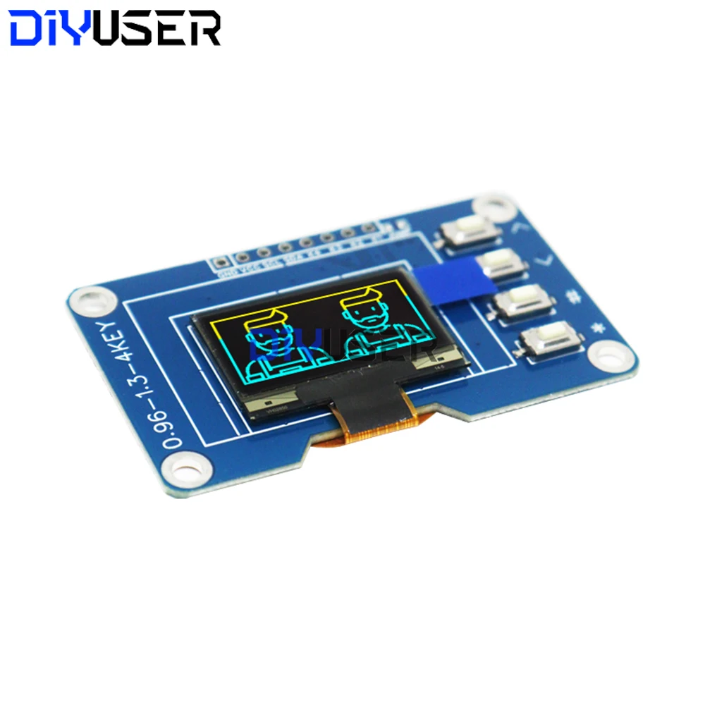 0.96 Inch OLED Display Module 128x64 with 4x4 Keyboard for Arduino Raspberry Pi, SSD1315 Driver, I2C/SPI
