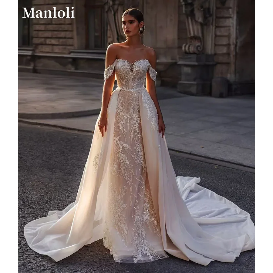 맞춤형 섹시 인어 웨딩드레스 반짝이는 우아한 레이스 장식 타이트 코르셋 신부 드레스 탈부착 가능한 트레인 탱크탑