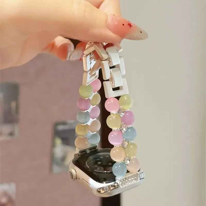 

Cat's Eye Stone Bead Compatible with 38/40/41/42/44/45/46/49mm Compatible with Apple Watch Strap Ultra/Se10/9/8/7/6/5/4/3/2/1