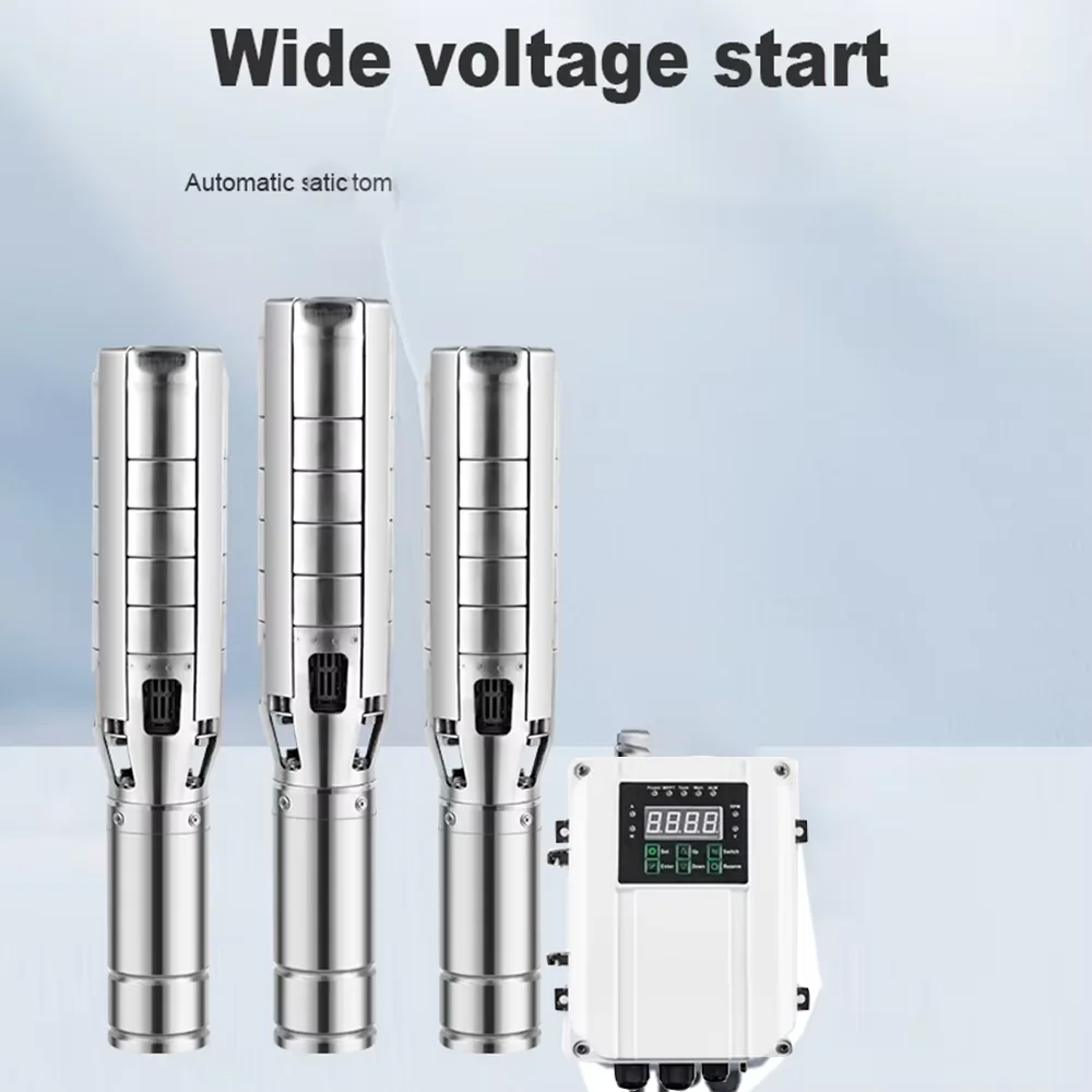 Solar DC Deep Well Pump with MPPT Controller Flow Rate 4000L Per Hour High Quality 100% Stainless Steel Impeller 200W 400W 600W