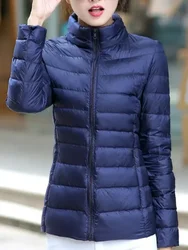 Women's Winter Down Jacket Fashionable Commuting Coats Solid Color Leisure Elegant Streetwear Stand Collar Tops Women's Clothing