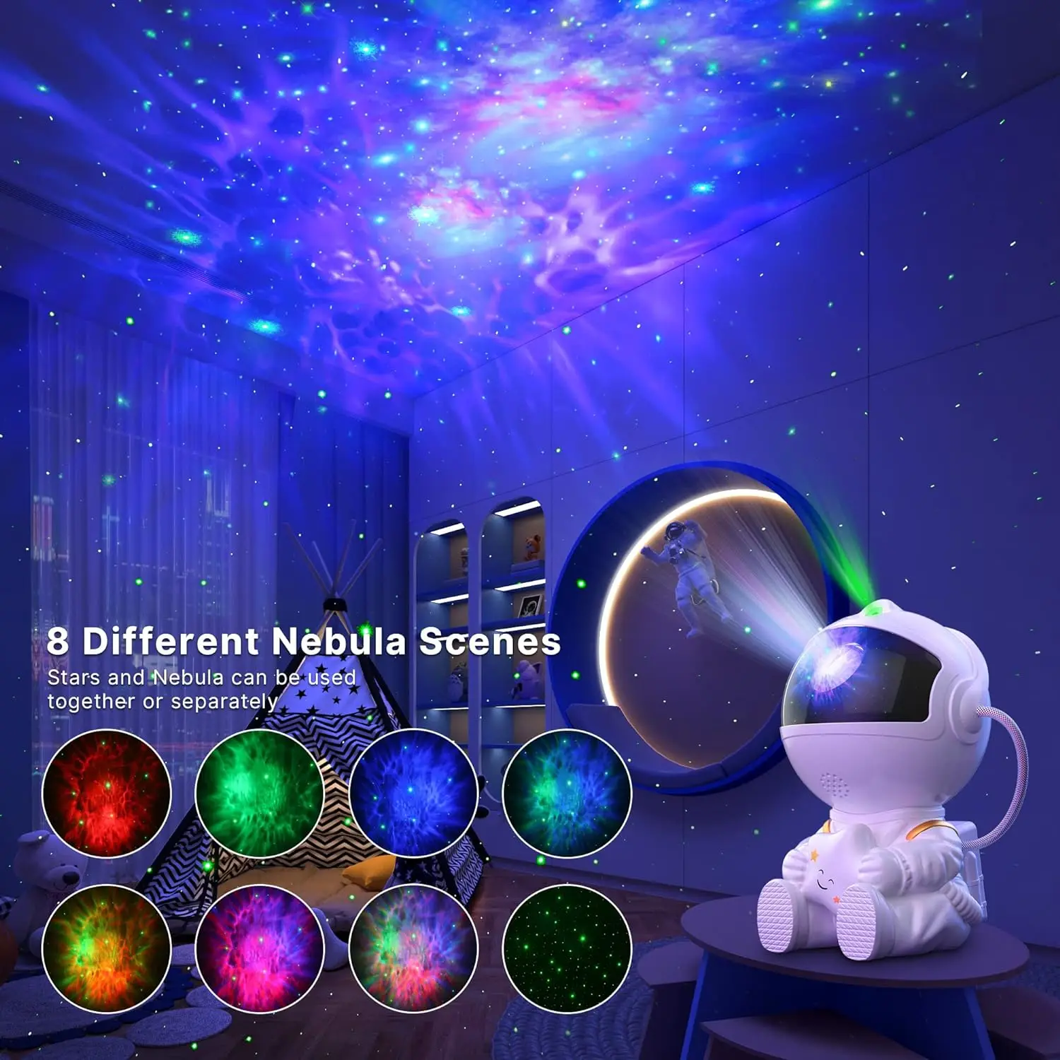 Astronaut Galaxy Starry Sky Projector Night Light Remote Control Nebula Projection Lamps For Bedroom Home Kids Birthday Gift