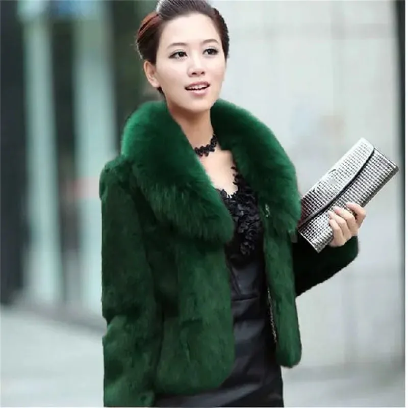 Koreanische Frauen Langarm Pelz Jacke 2025, Damen High-End-Kunstpelz Kurzen Mantel Winter Weibliche Mode Große Größe 5XL Plüsch outwear