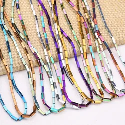 Plating Rectangle Shape Hematite Natural Stone Spacer Loose Beads For DIY Jewelry Making Bracelet Necklace Accessories 4/6/9MM
