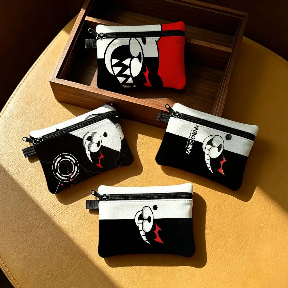 Monokuma Funny Waterproof Zippered Coin Purse – Lightweight Hanging Wallet For Coins ID Cards