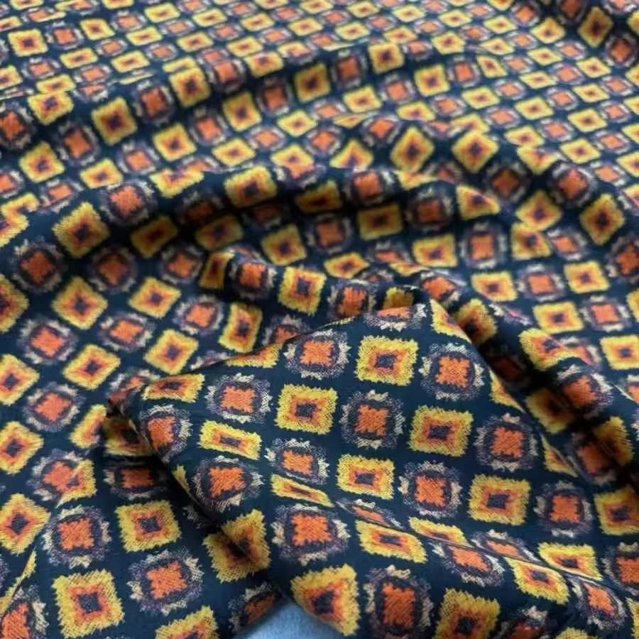 tissu-hualuo-en-soie-bleu-fonce-114cm-de-large-25mm-avec-carreaux-orange-et-jaune-tissu-en-soie-imprime-pour-robe-d'ete-jupe-et-pantalon-r2147