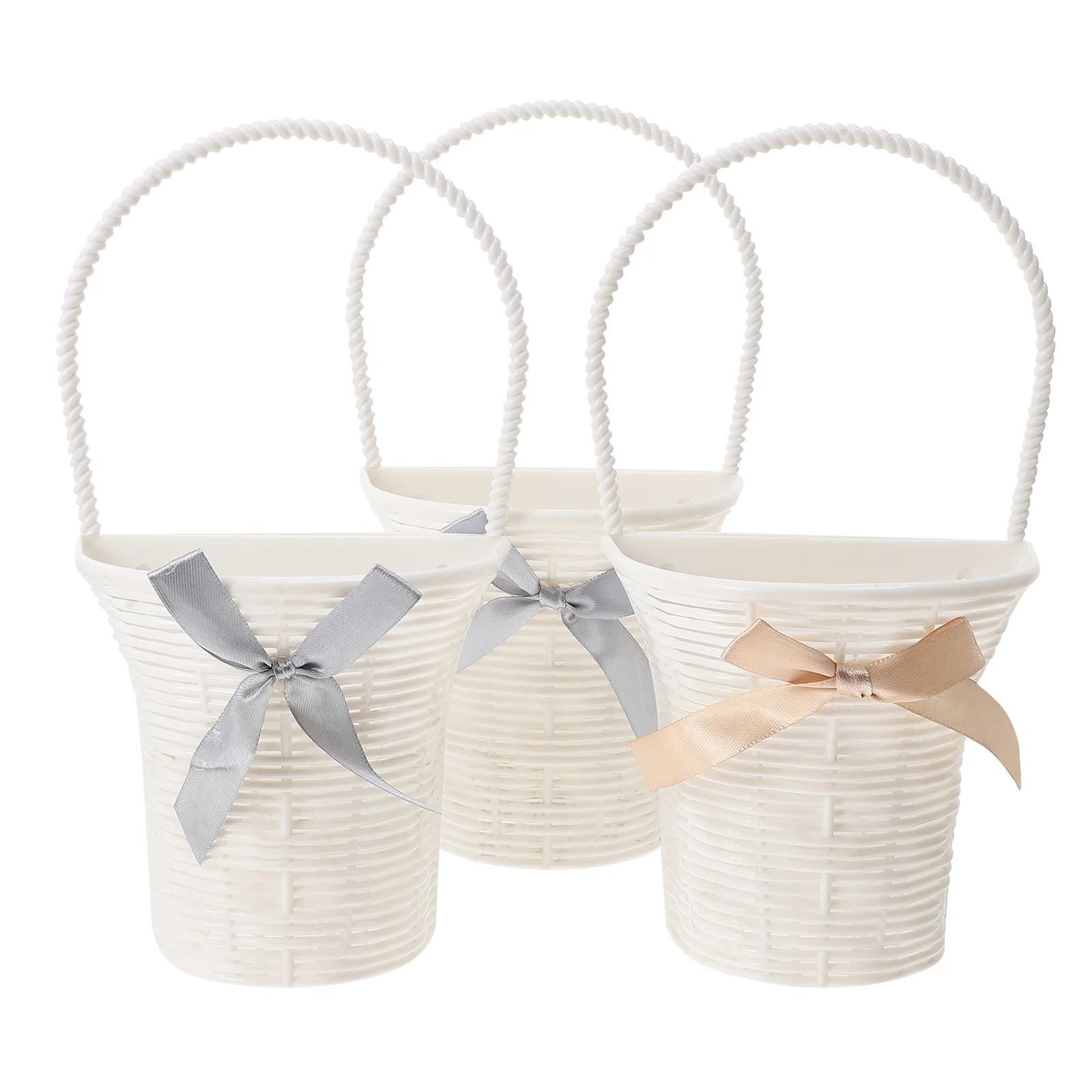 

3Pcs Imitation Rattan Woven Hanging Flower Baskets Wall Storage Basket Plastic Planters Versatile Home Garden Decoration