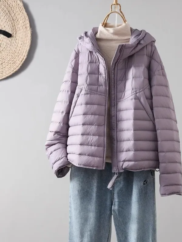 

Ele Unique Lightweight Padded Cotton Jaet Women's Lazy Sle Casual Versatile Long Sve Hooded Zipper Closure C...