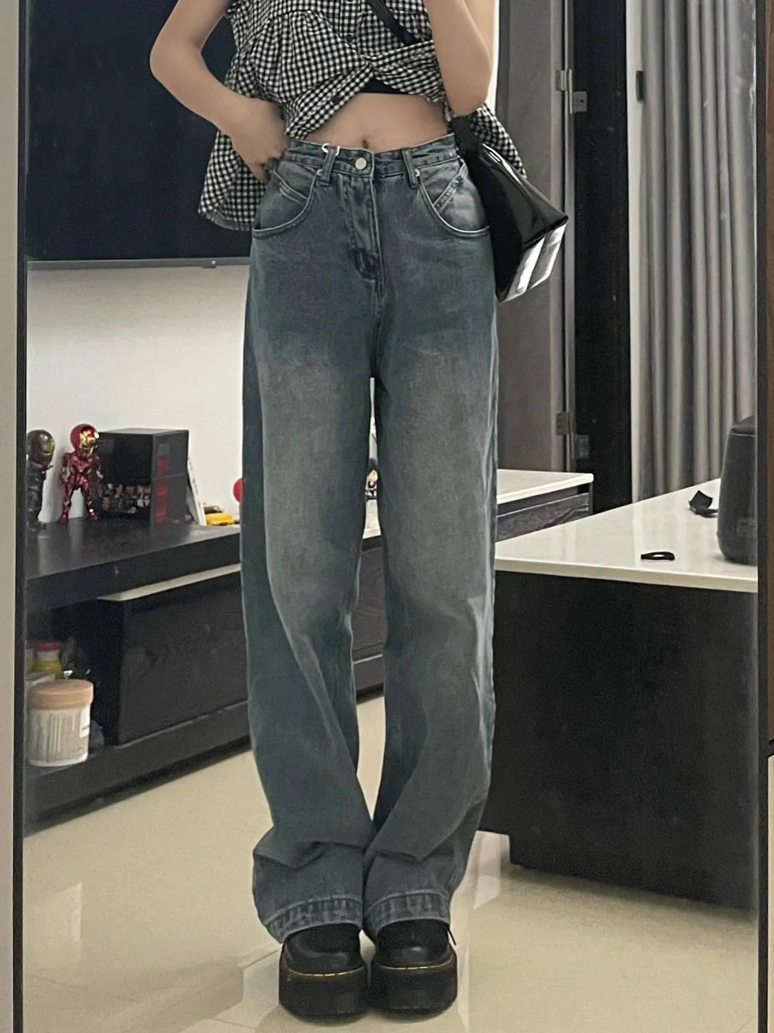 

Jeans Women Wide Cropped Ankle Length Short Capri Regular Cut Versatile Light Thin Fit Everyday Office Work Casual Business