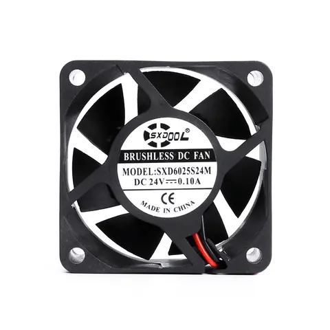 2pcs SXDOOL  quiet silent fan 24v dc 60mm 60X60X25 mm sleeve Bearing 24V 0.10A pc cpu case cooling fan 6025 cooling cooler fan