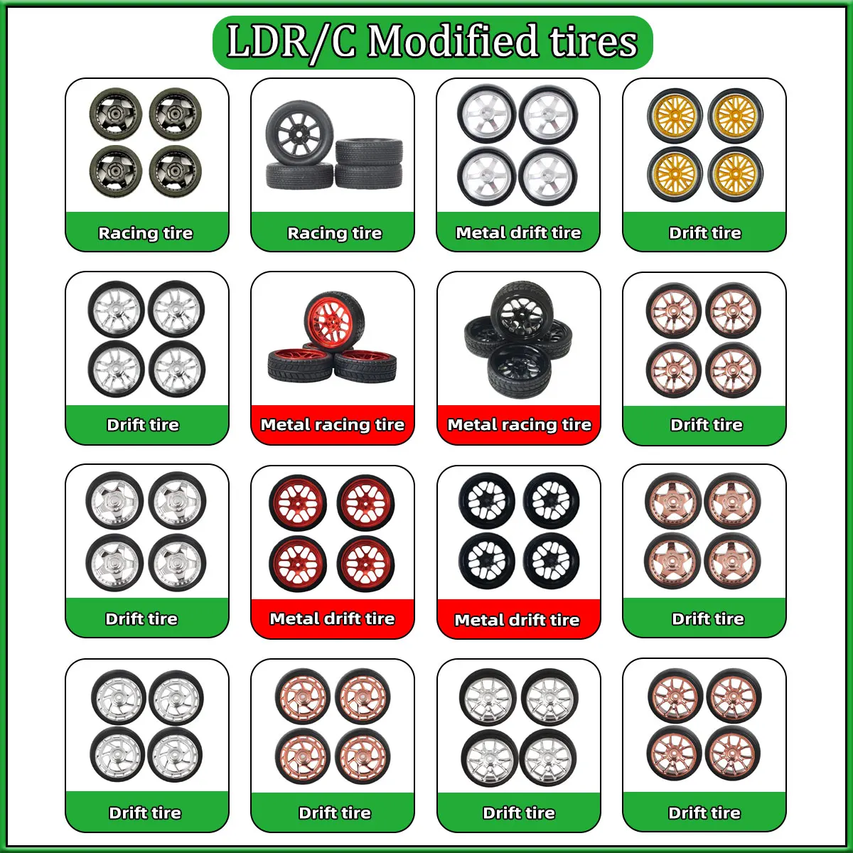 LDRC 1/18 RC Drift Racing Tires Metal Wheel Hub for AE86 LD1801 LD1802 LD1803 LD1804 LD1898 LD1899 RC Car Upgrade Parts
