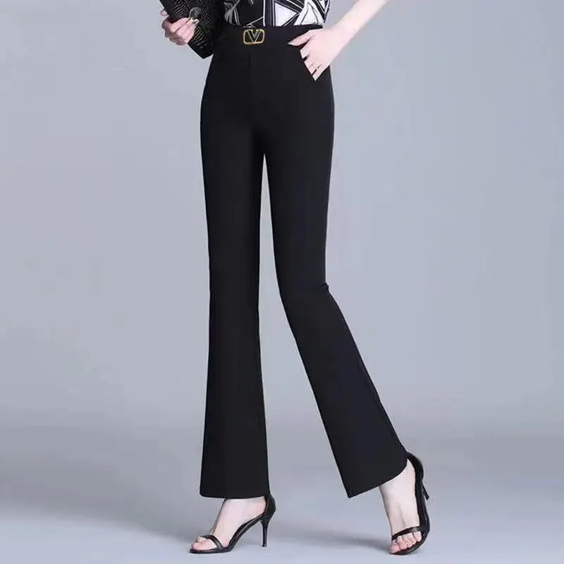 Pantalon Vintage à Taille Haute avec Poches artificiel astiques et Rivets pour Femme, Vêtement de Printemps et d'Automne à la Mode