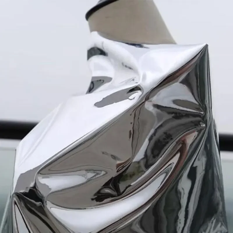 50x137cm Silver Reflective Mirror Cloth Garment Double-sided Silver Mirror TPU Fabric DIY Waterproof Stage Clothes Design Fabric