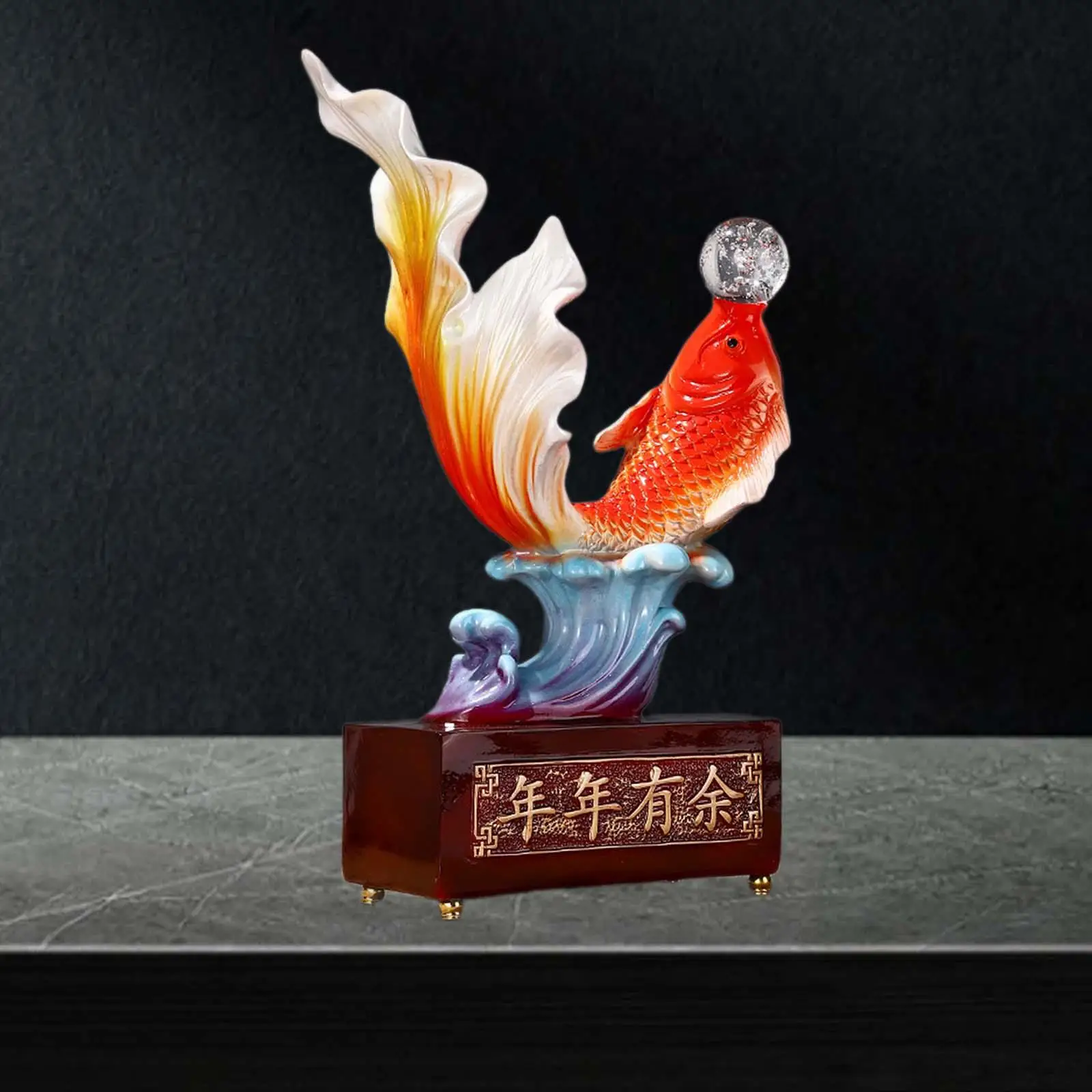 

Chinese Feng Shui Carp Statue Carp Sculpture Gift Feng Shui Decor for Bedroom Entrance Bookshelf