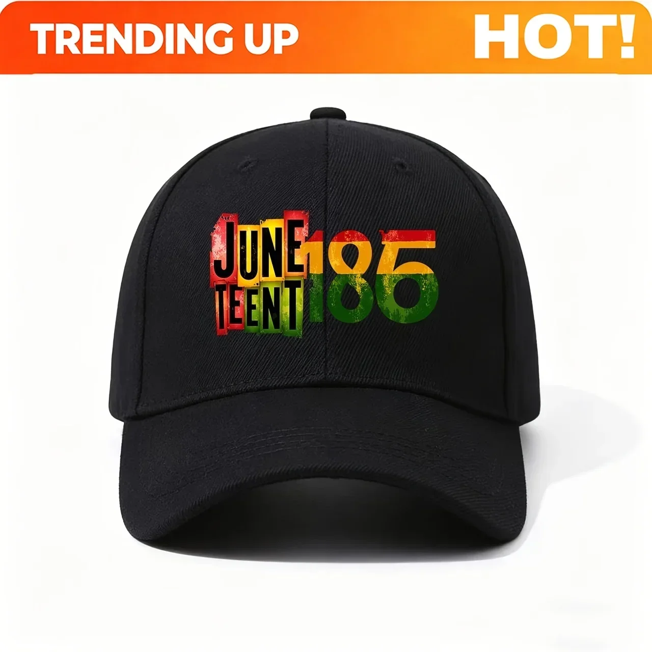 Customization 1pc Baseball Cap, June 19 1865 Retro Juneteenth Typography Hat, Distressed Red Yellow Green Block Letters For Free