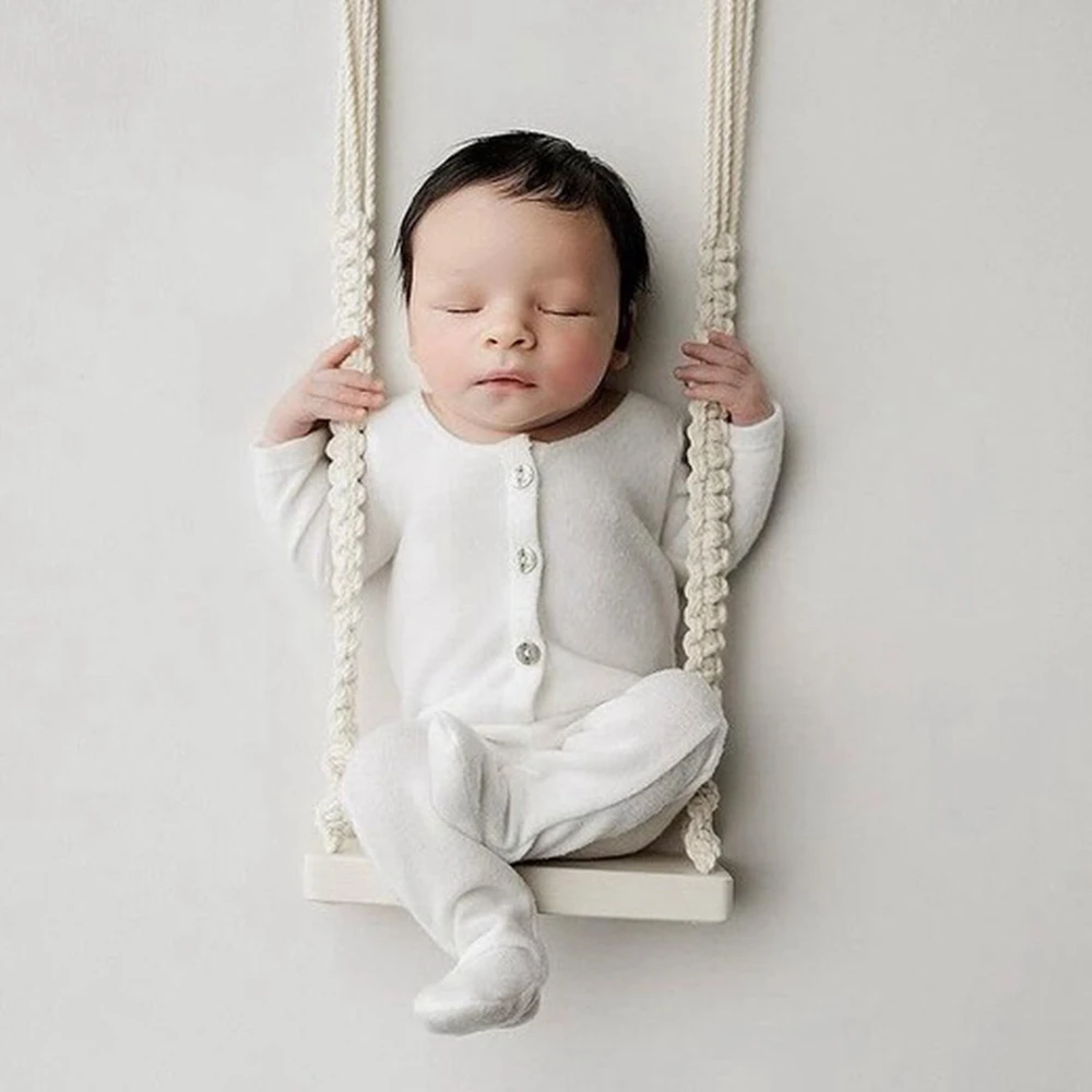 

Newborn Baby White Long Sleeve Footed Romper Photography Outfit Hat Infant Photo Shoot Baby Costume Newborn Outfit Props