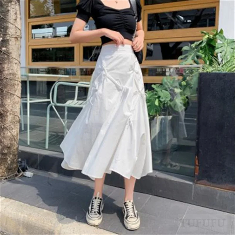 

2022 Harajuku Punk Style Skirts Women High Waist Buckle Irregular Gothic Skirt Black Hip Hop Streetwear Freely Adjustable