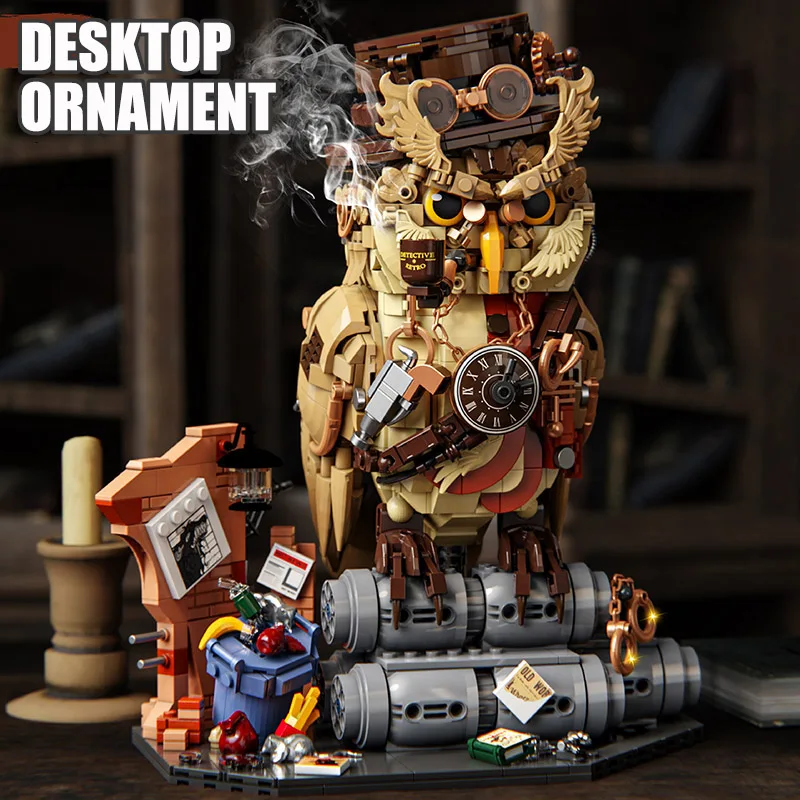 MOC 1286pcs Detective Owl Building Blocks Set DIY Assembly Private Detective Owls Model Bricks Kit Toys For Children Boys Gifts