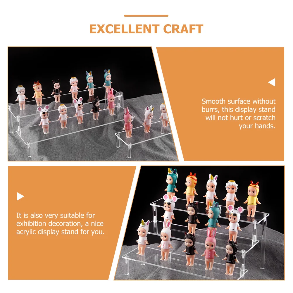 

1pc 3-Tier Acrylic Display Rack Cartoon Stand Detachable Ladder Shelf Compact Size Statue 3D Storage Holder For Exhibition