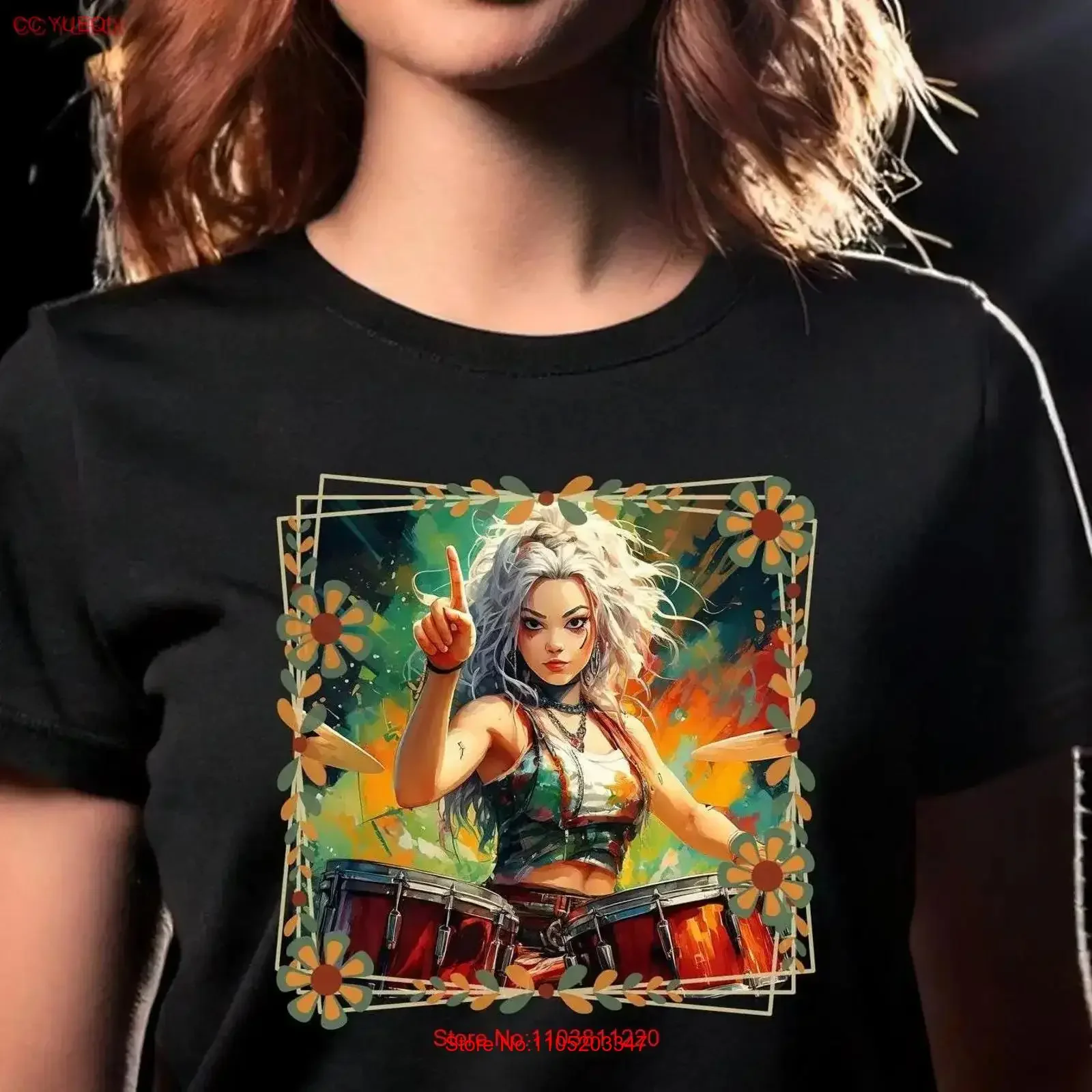 

Женский барабанщик с подсолнухами, футболка-музыкант для барабанщиков, винтажная стираная модная уличная одежда