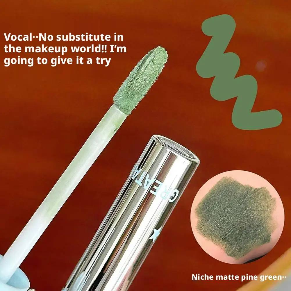 Matte Velvet Lip Mud Punk Green Pink Matte Lipstick Mousse Lip Tint Long Lasting Lipstick Smoky Green Makeup Stage Cosmetic