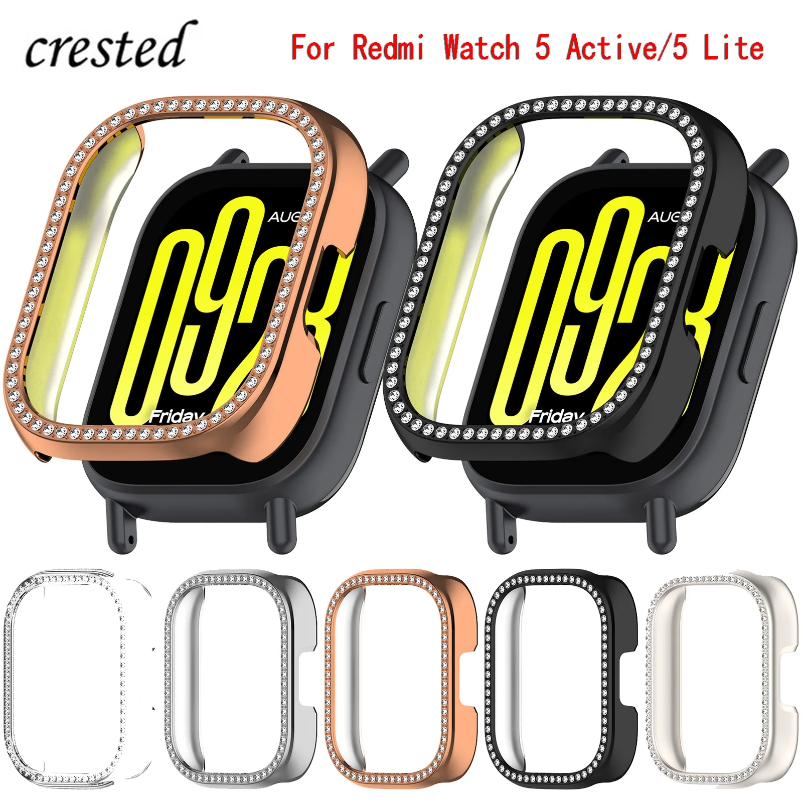 Hollow Diamond PC Case For Xiaomi Redmi Watch 5 Active accessories All-around Bumper Frame shell Cover For Redmi Watch 5 Lite