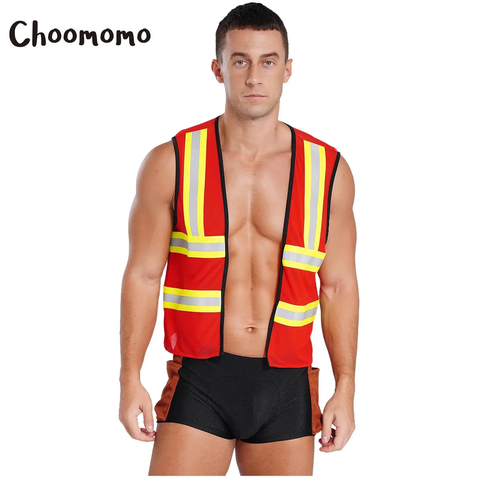 

Mens Fireman Cosplay Costume Sexy Firefighter Role Play Uniform Lingerie Set Night Club Party Stage Performance Pretend Dress Up