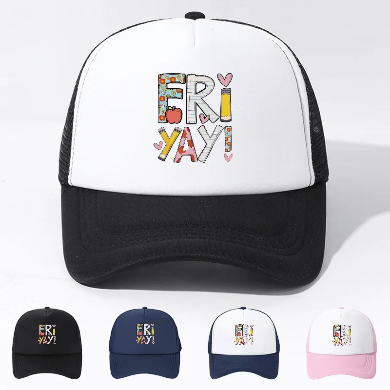 Fri-Yay Graphic Trucker Hat Breathable Adjustable Baseball Cap for Men Women Outdoor Sports