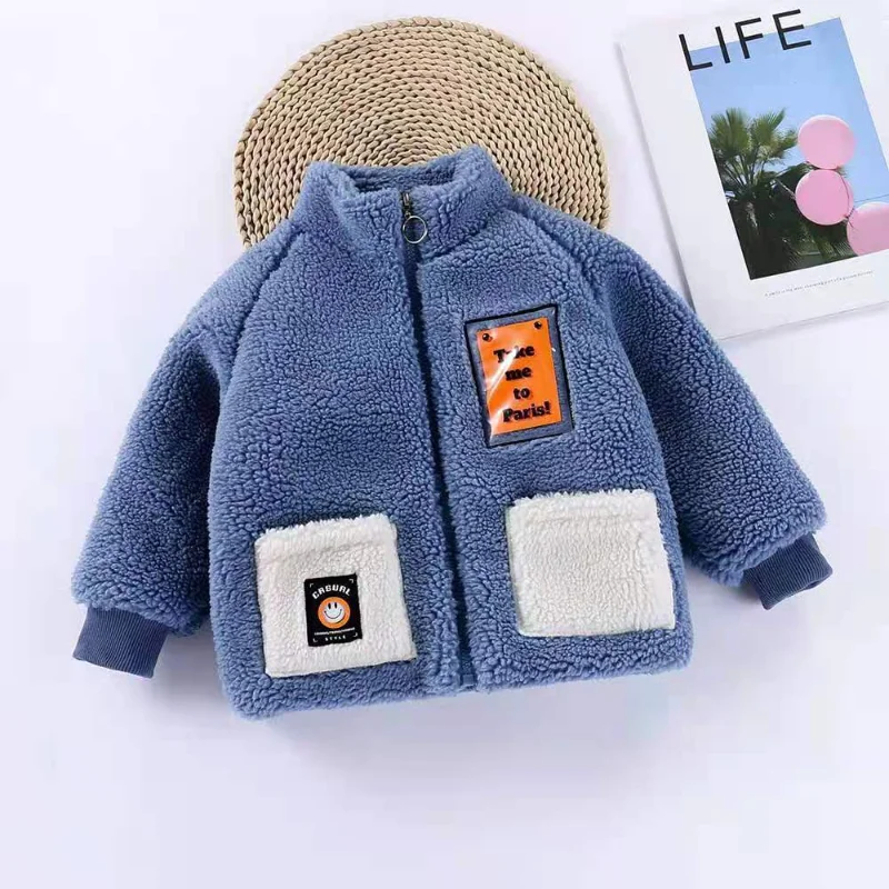 Children's Clothing Preppy Style Spring and Autumn New Fashion Zipper Simplicity Printing Round Neck Long Sleeve Versatile Coat