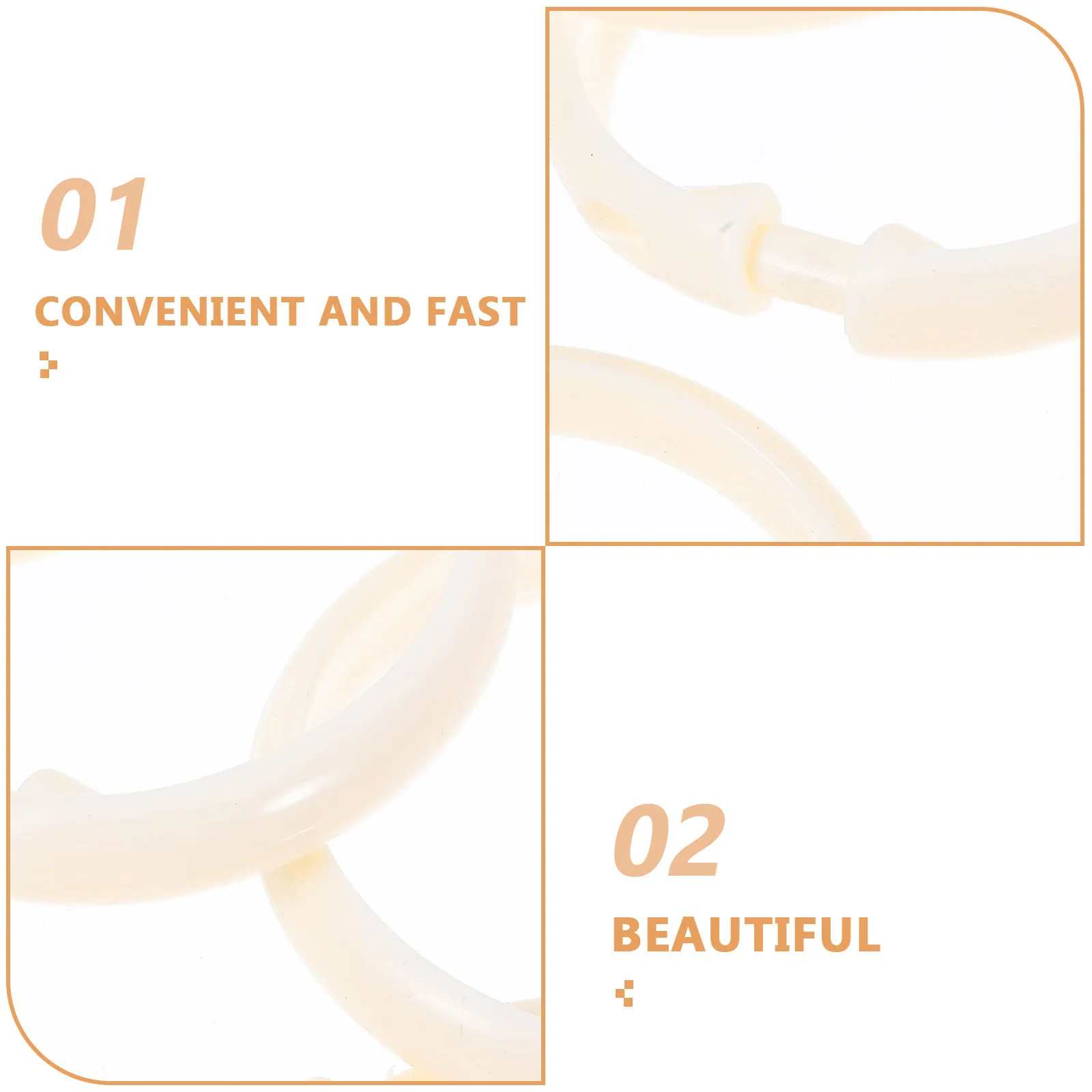 12Pcs Round Shower Curtain Hooks Plastic Round Shower Rings for Bathroom Decorative Hanging Curtain Accessories 50Mm Rod view 2