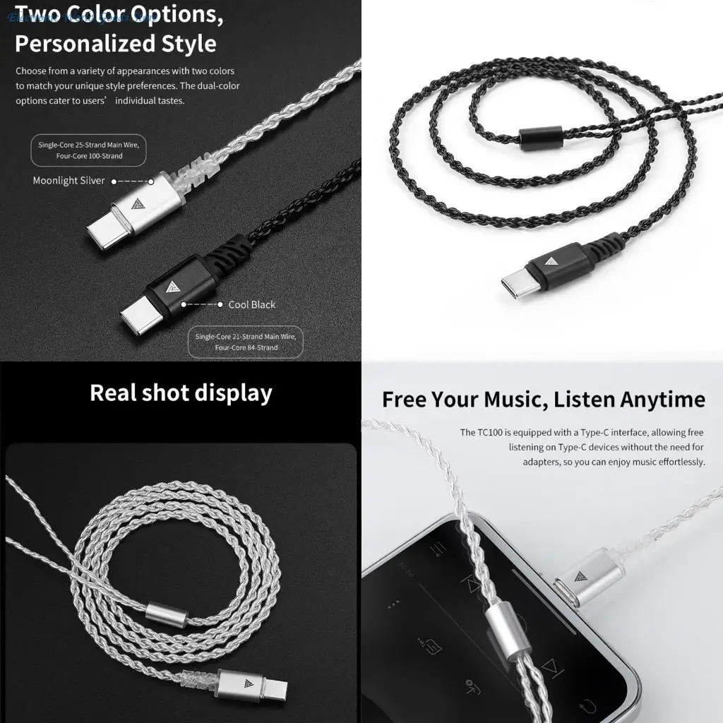 

A3PD High Fidelitys посеребренный кабель для наушников, 4-жильный сменный провод с вилками типа c/2-контактный для аудиофильских