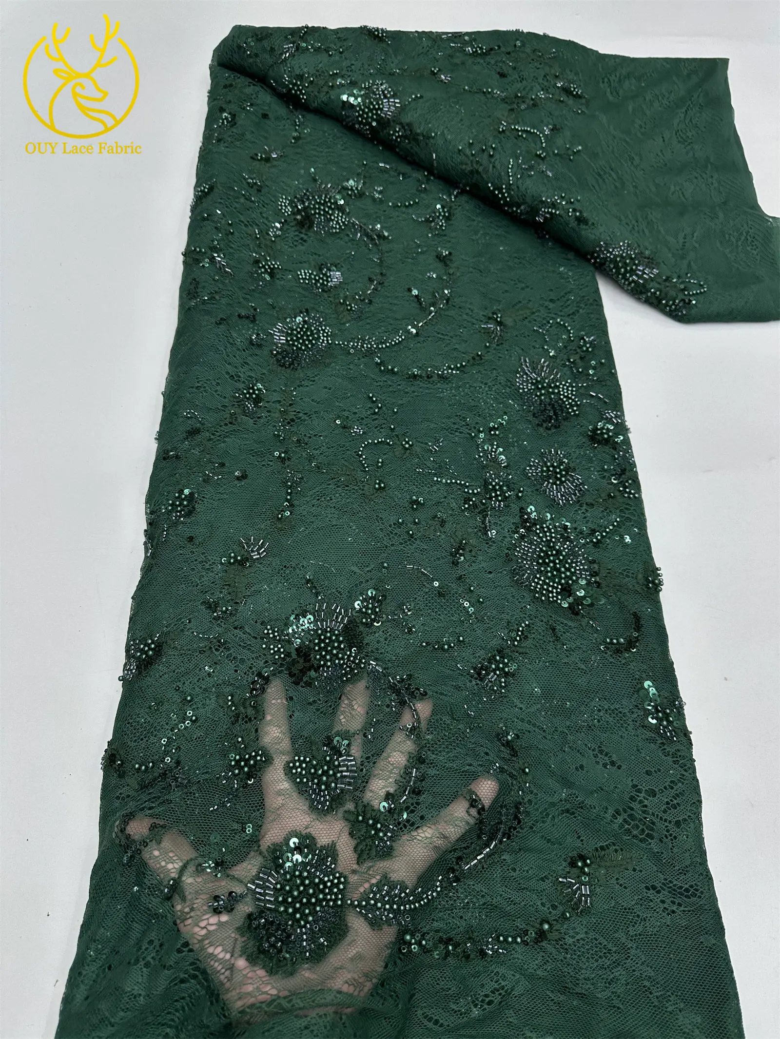 Afrikanischer Spitzenstoff, französische Kordelstickerei, Perlen, Pailletten, Tüllnetz für Damen, Hochzeit, Party, Kleid, Nähen, hohe Qualität, 5 Yards – Detail 21