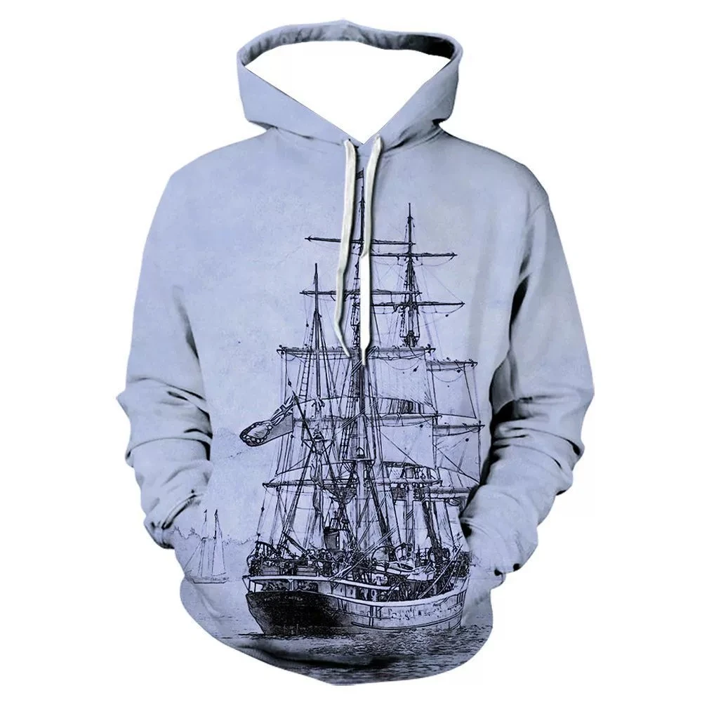 Fashion 3D Print sailboat Hoodie Men Women Hoodies Streetwear Oversized Pullovers Hooded Sweatshirts Male Tops Tracksuit Men