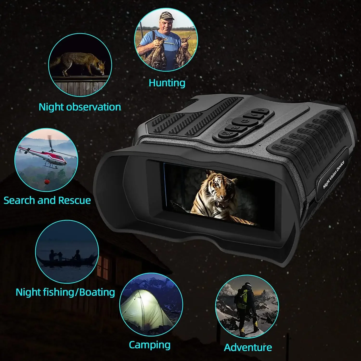 BSTCAM-binoculares HD para caza de largo alcance al aire libre, binoculares con visión nocturna óptica de vidrio spyglass, gran vista de reproducción, venta al por mayor