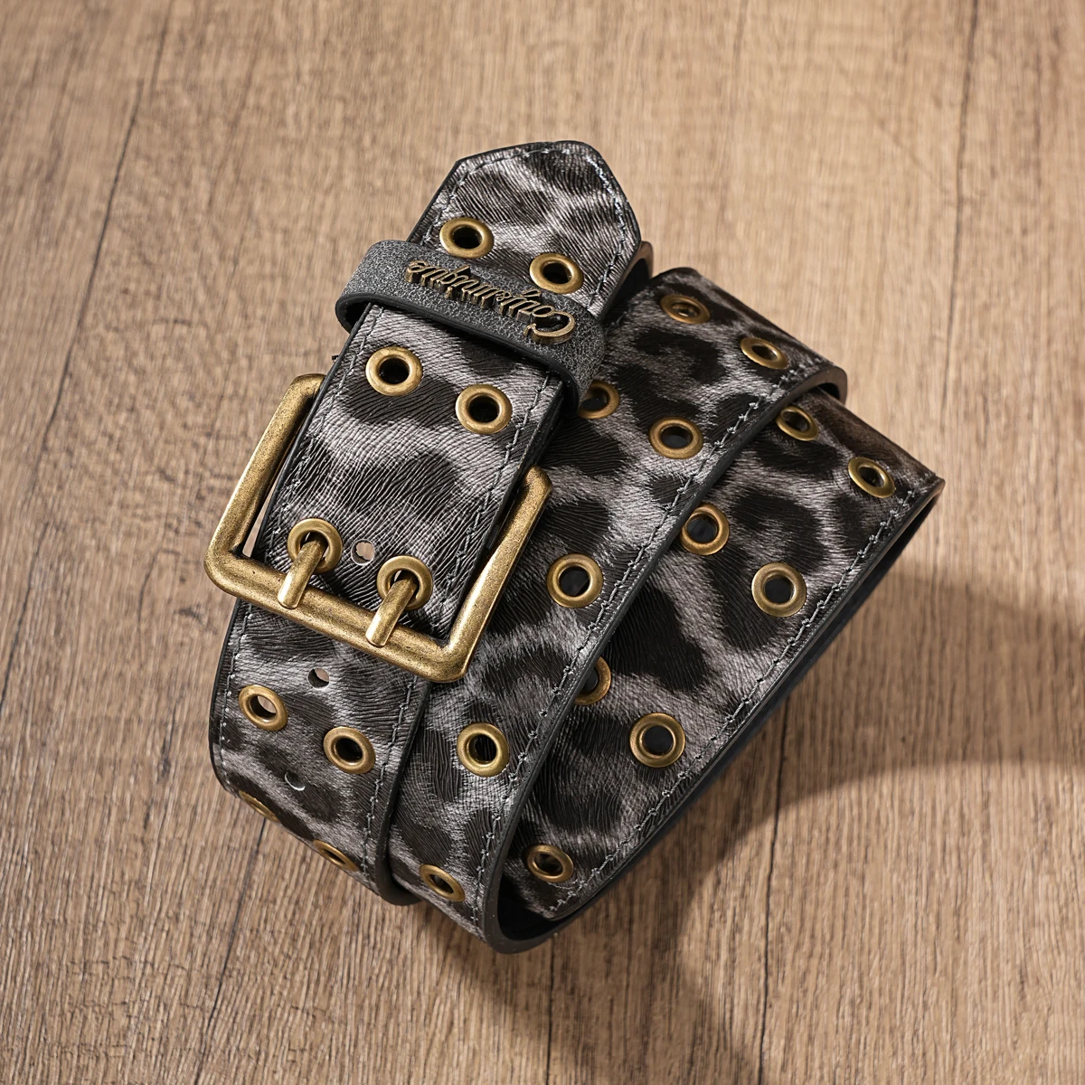1 Piece - Classic Retro Belt - Men's and Women's Matching Design - PU Material with Metal Eyelets and Double-needle Buckle - view 4