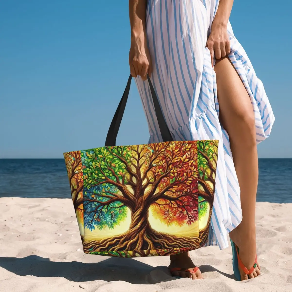 

Tree Of Life Nature Viking Yggdrasil Norse Beach Tote Bag Sport Gym Yoga Duffle Large Tote Bag Women Travel Bag Fitness bag