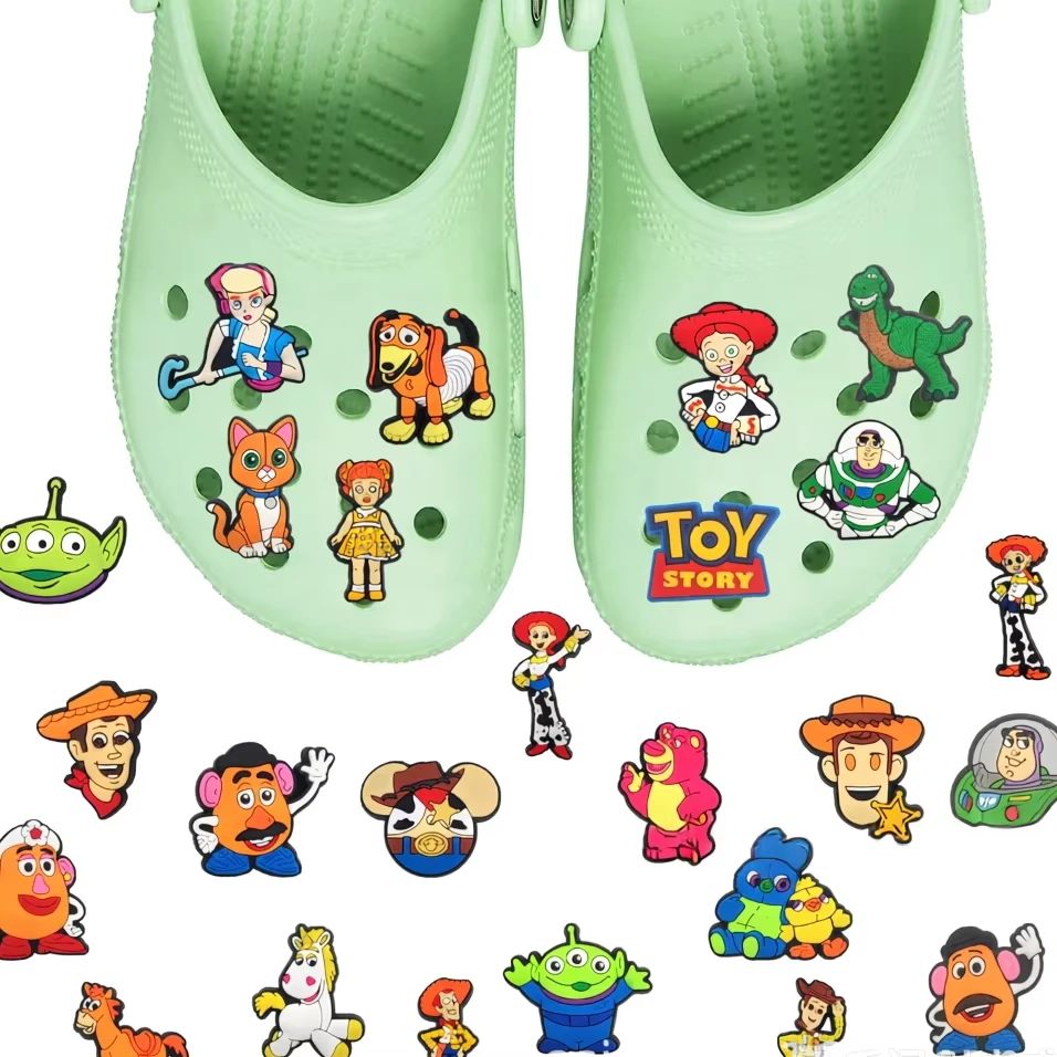 MESUCA 40pcs toy Story Set series Shoes Charms 3D Shoe Buckles DIY Decorations for Sandals & Beach Bags Fashion PVC Accessories
