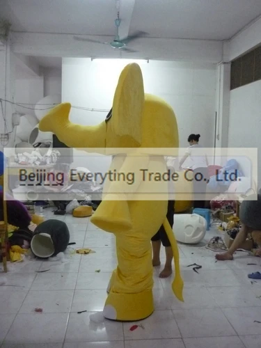 New Adult Hot Sale Foam Cute Yellow Elephant Cartoon Mascot Costume Plush Christmas Fancy Dress Halloween Mascot Costume