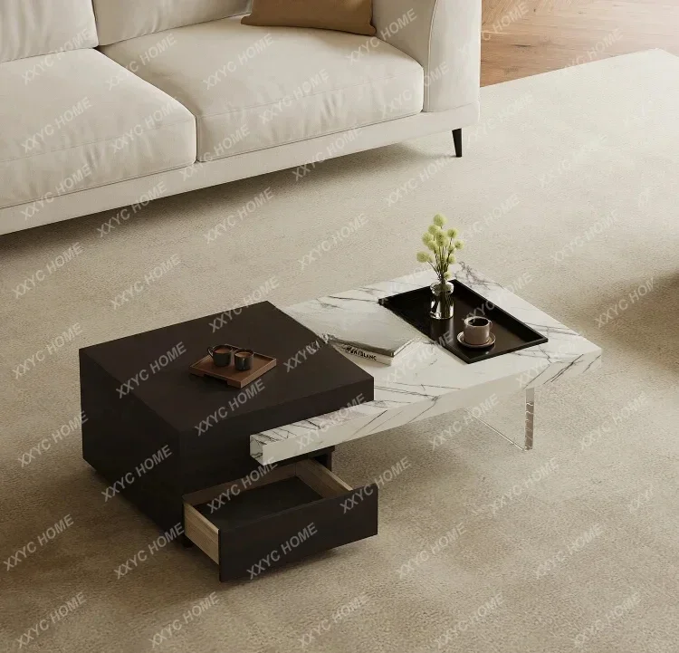 

Светлый роскошный минималистичный высококачественный прямоугольный мраморный журнальный столик для гостиной