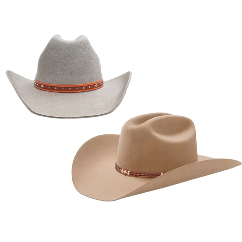 

Adult Cowboy Hats Eye Catching Ethnic Style Cowgirl Hat Model Show Performances Photography Cowboy Hats Plain Color