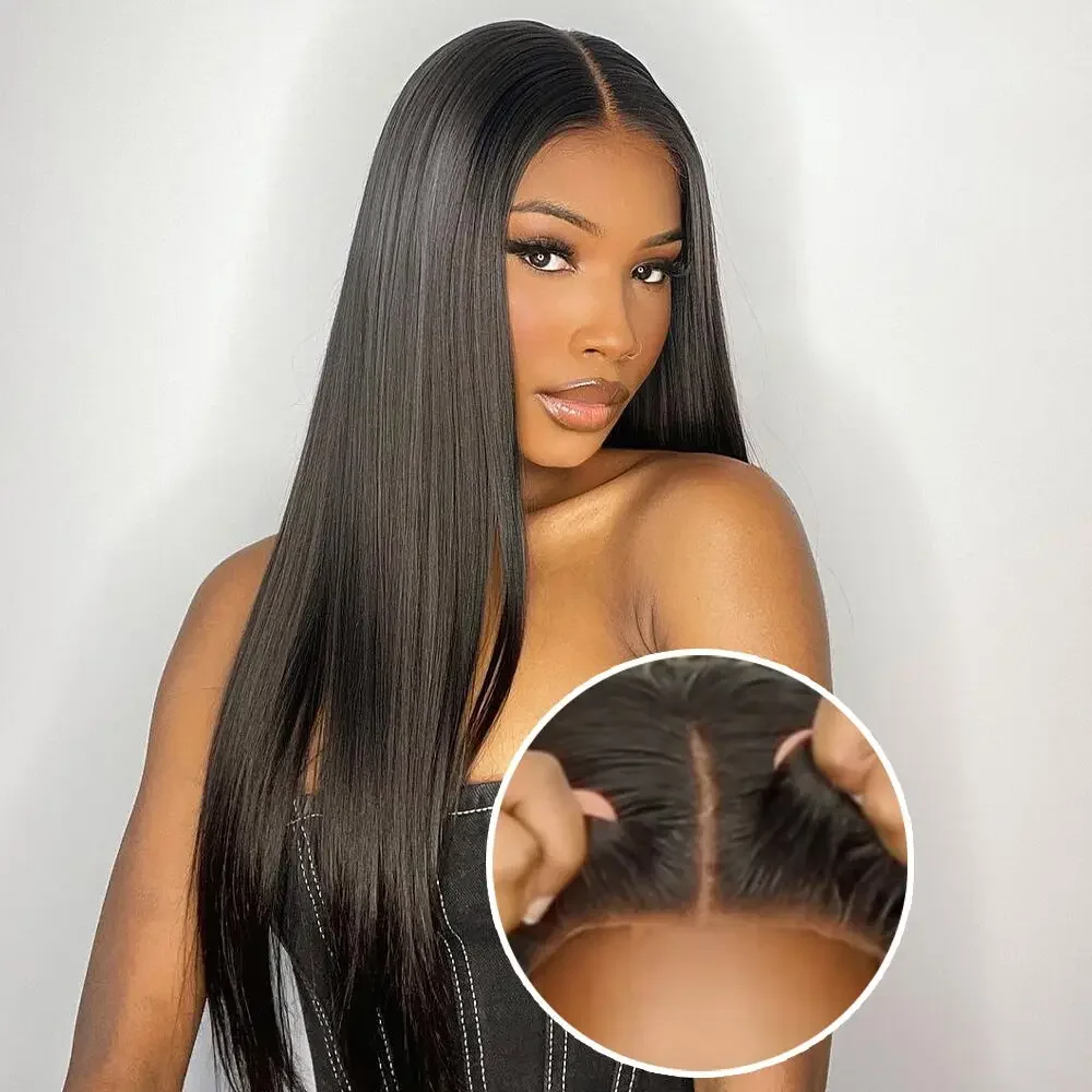 200 Density 5x5 Glueless Wig Human Hair Wig Ready To Wear HD Lace Wig Straight Pre Cut Glueless PrePlucked Human Wig Ready To Go