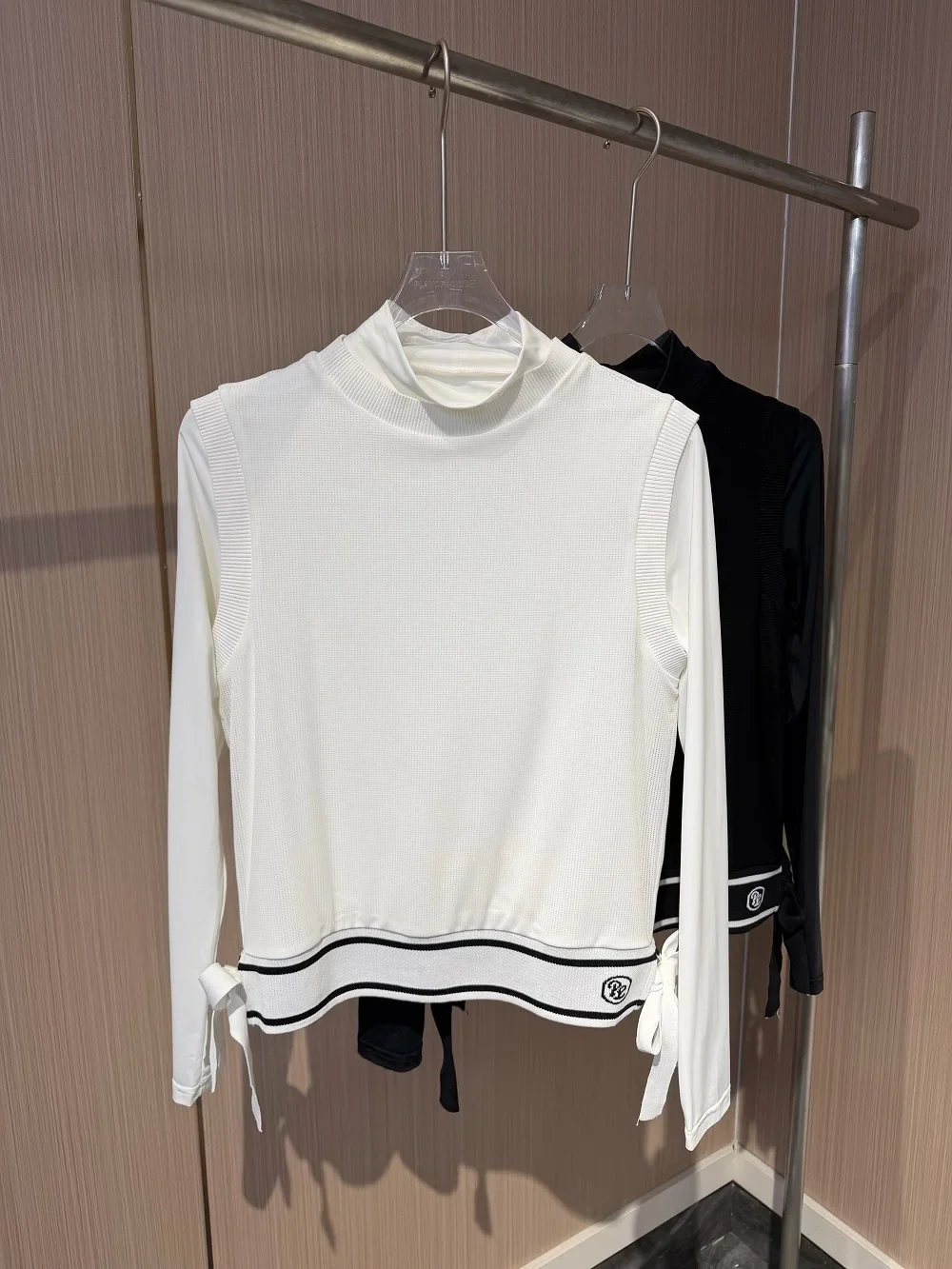 PL Sonnenschutz Golf-Oberteil für Damen, langärmelige Hemden aus Eisseide, elastische, schnell trocknende Hemden, Damenrock mit hoher Taille, Golf-Tennis-Skorts – Detail 2