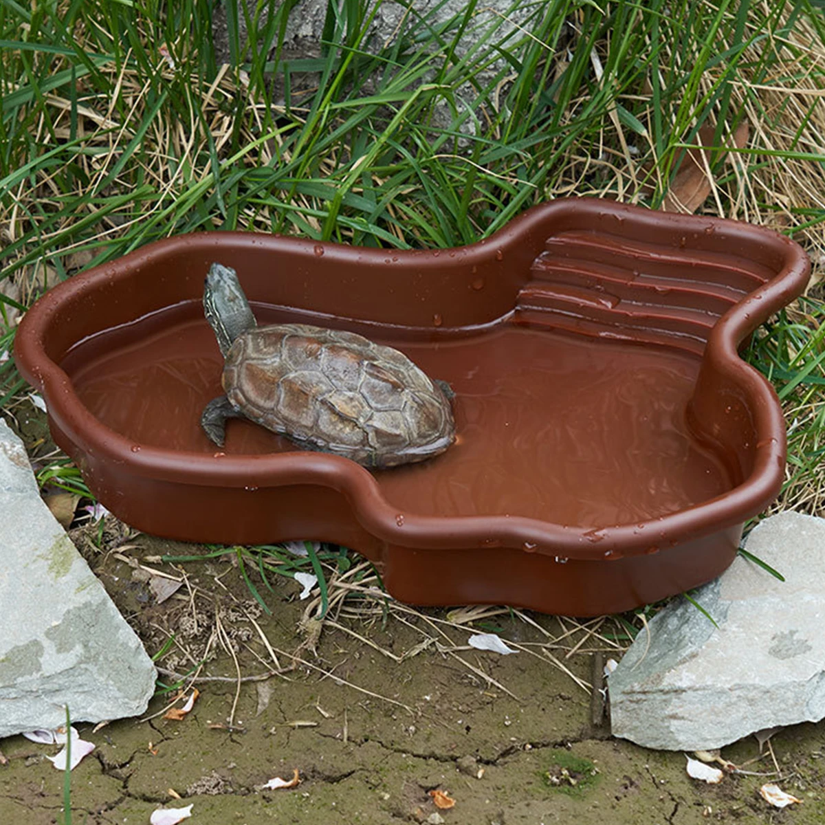 Semi-aquatic Turtle Water Bowlreclimbing Pet Soaking Tubmoisturising Turtle Decorative Suppliesaquascape