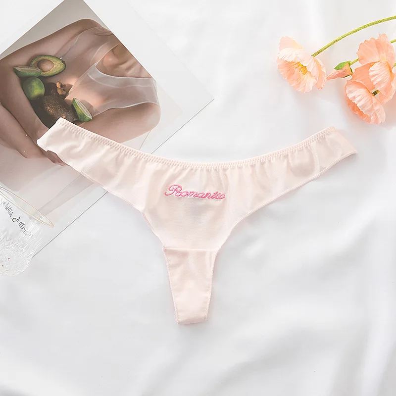 Eisseide Sexy Damen G-String Slips Mädchen Tanga Unterwäsche Stickerei Niedrige Taille Nahtlose Lingerie