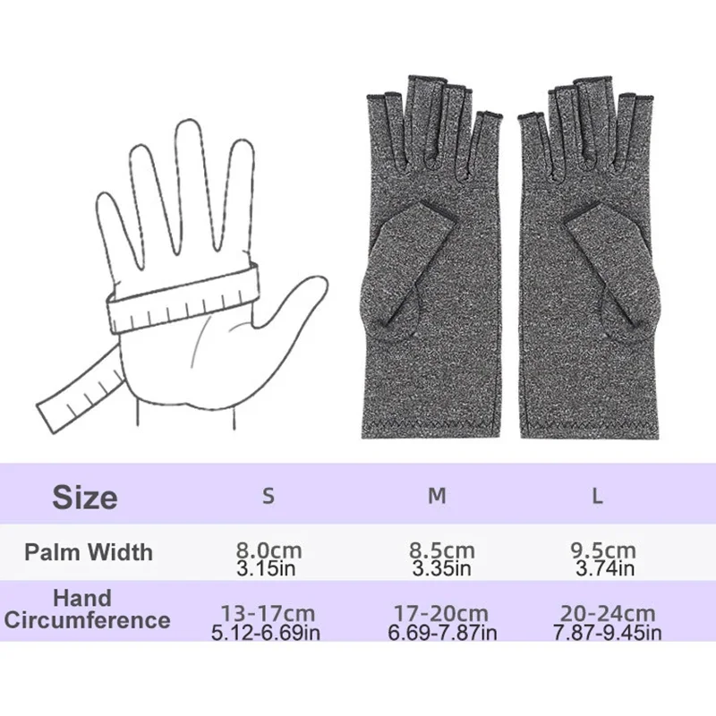 1Pair Fingerless Compression Gloves, Relieve Hand Discomfort, Support Hand Joint for Arthritis Typing Work Sports