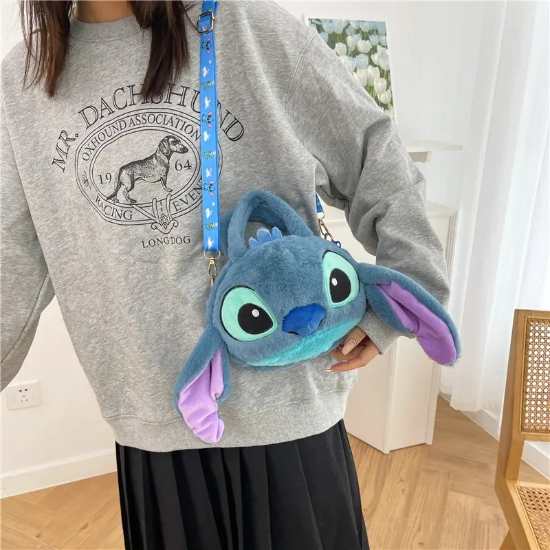 New Stitch Plush Crossbody Bag Cartoon Cute Stitch Plush Soft Doll Handbag Women Fashion Outdoor Shoulder Bag Birthday Gifts